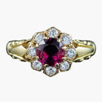 Vintage Ruby Diamond Cluster Ring Natural 1.13ct Ruby Dated 1977 With Cert