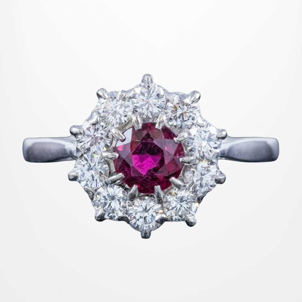 Vintage Ruby Diamond Daisy Cluster Ring 0.60ct Ruby