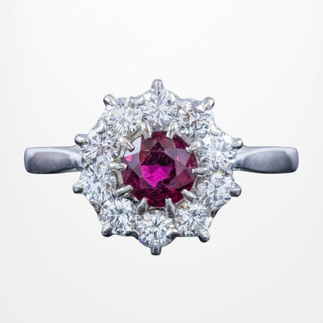 Vintage Ruby Diamond Daisy Cluster Ring 0.60ct Ruby
