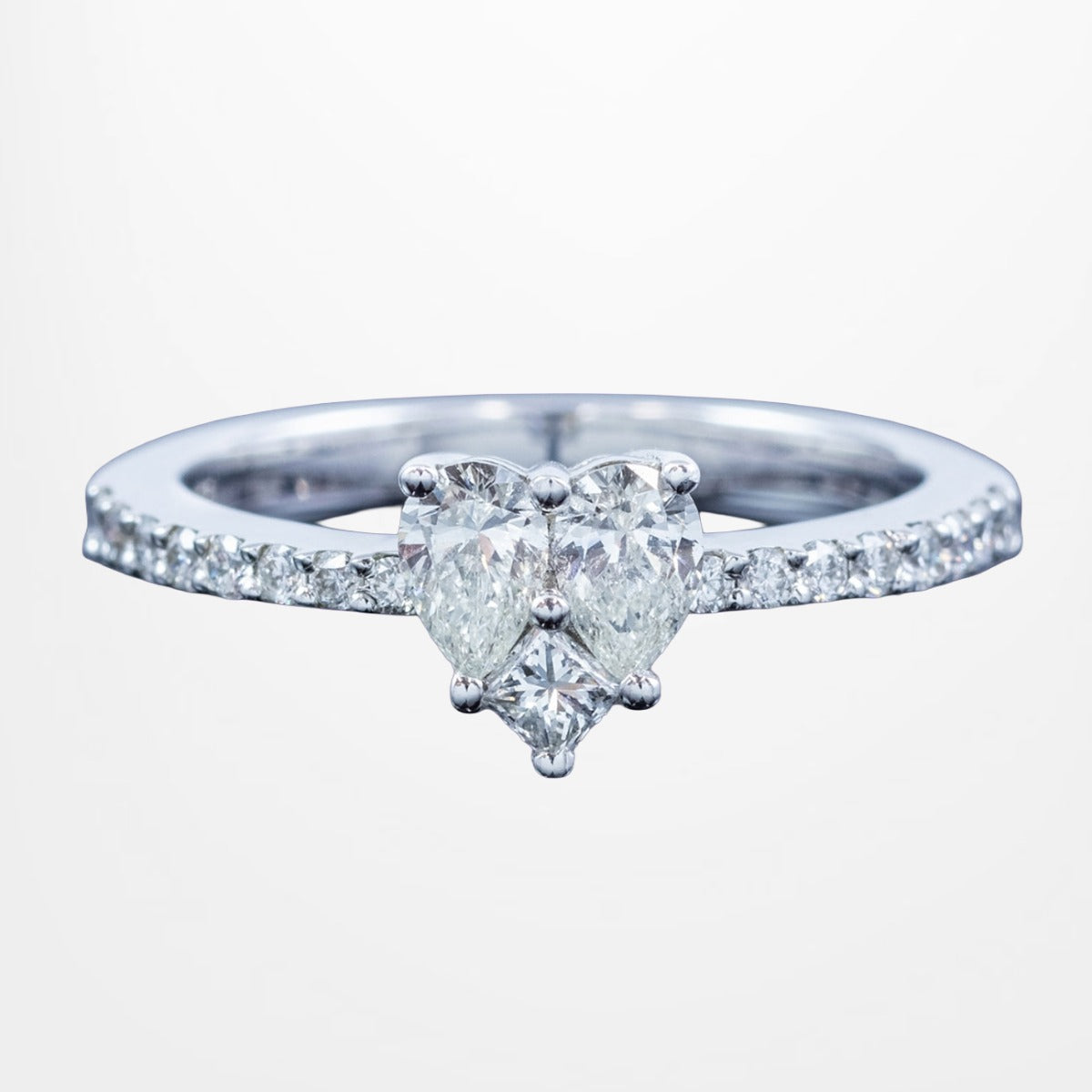 Vintage Style Diamond Heart Cluster Ring 0.76ct Total