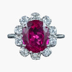 Vintage Tourmaline Diamond Cluster Ring 5ct Pink Tourmaline