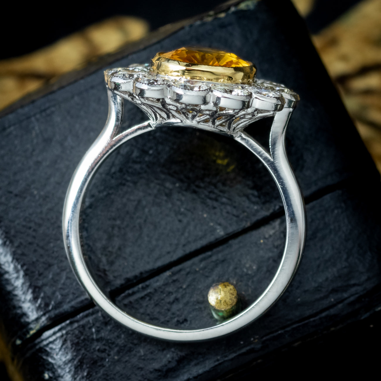 Edwardian Style Sapphire Diamond Cluster Ring 3.48ct Yellow Sapphire Secondary image