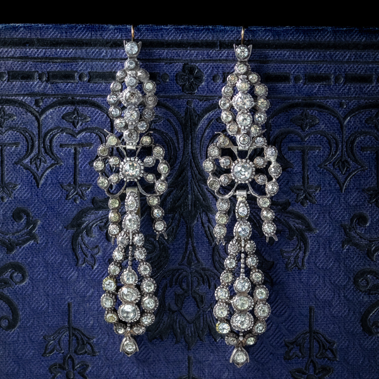 Antique Victorian French Paste Drop Earrings Silver Secondary image