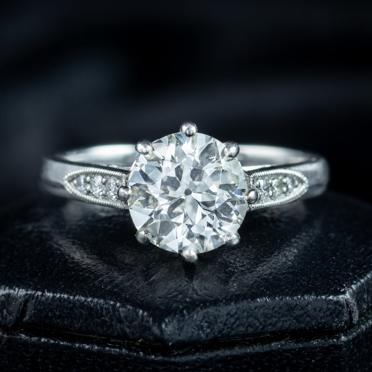 Edwardian Style Diamond Solitaire Ring 1.72ct Diamond With Cert