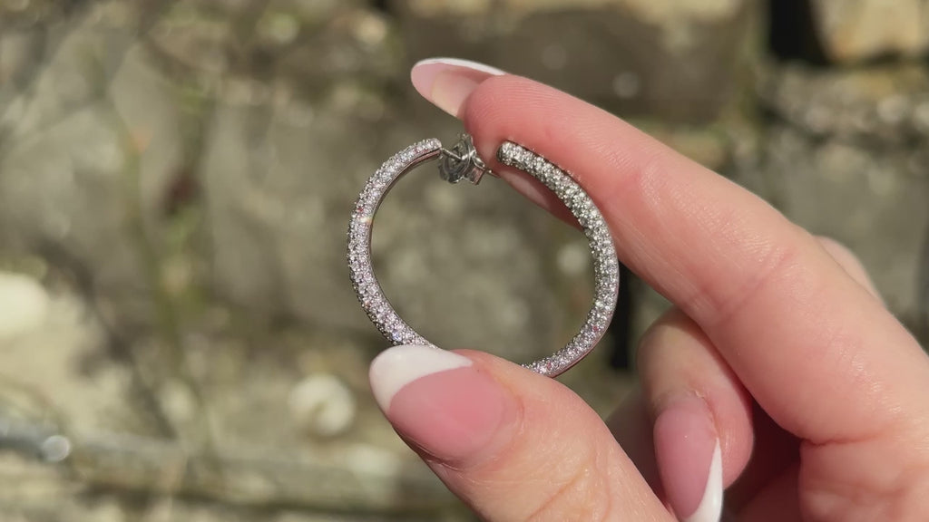 Vintage Diamond Hoop Earrings 18ct Gold 5ct Total