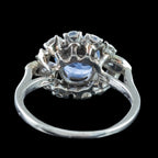 Vintage Sapphire Diamond Cluster Ring Mauboussin 3.40ct Sapphire With Cert