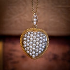 ANTIQUE VICTORIAN NATURAL PEARL HEART PENDANT NECKLACE 18CT GOLD CIRCA 1880