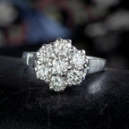 VINTAGE DIAMOND CLUSTER RING 18CT WHITE GOLD 2.10CT OF DIAMOND DATED 1977