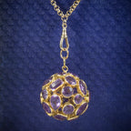AMETHYST 18CT GOLD ORB PENDANT NECKLACE 9CT GOLD CHAIN  COVER