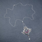 ANTIQUE DIAMOND RUBY PEARL PENDANT NECKLACE PLATINUM 18CT GOLD CIRCA 1915 BOXED TOP