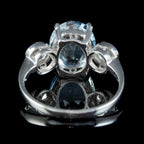 ANTIQUE EDWARDIAN AQUAMARINE TRILOGY RING PLATINUM 3.25CT AQUA CIRCA 1910