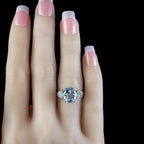 ANTIQUE EDWARDIAN AQUAMARINE TRILOGY RING PLATINUM 3.25CT AQUA CIRCA 1910