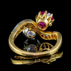 Antique Edwardian French 0.90Ct Ruby And Diamond Twist Ring Platinum 18Ct Gold Circa 1901