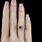 Antique Edwardian French 0.90Ct Ruby And Diamond Twist Ring Platinum 18Ct Gold Circa 1901