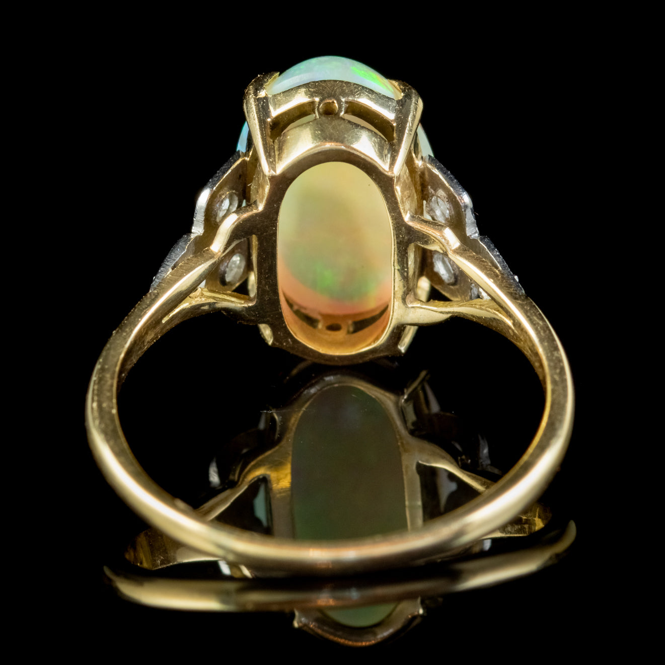 ANTIQUE EDWARDIAN NATURAL OPAL DIAMOND RING 18CT GOLD 5.50CT OPAL CIRCA 1901