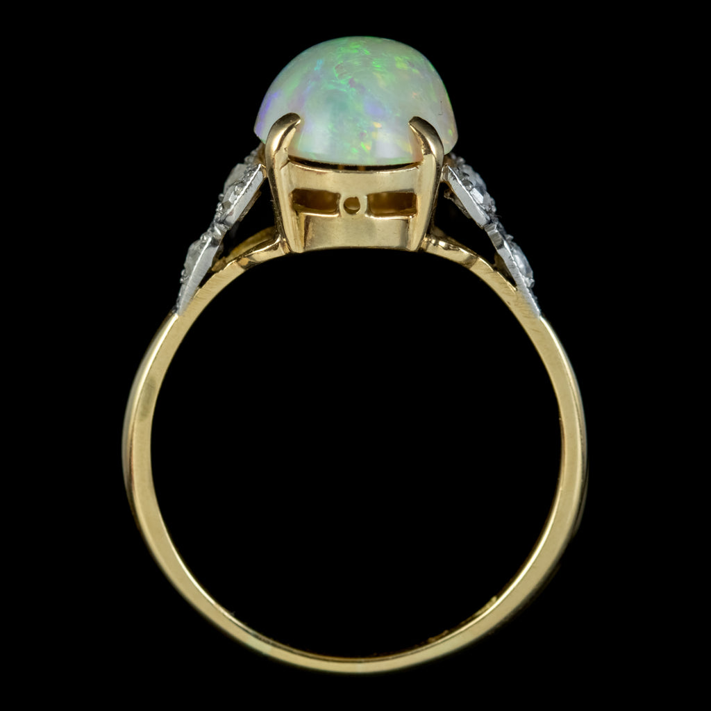 ANTIQUE EDWARDIAN NATURAL OPAL DIAMOND RING 18CT GOLD 5.50CT OPAL CIRCA 1901