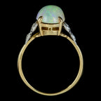 ANTIQUE EDWARDIAN NATURAL OPAL DIAMOND RING 18CT GOLD 5.50CT OPAL CIRCA 1901