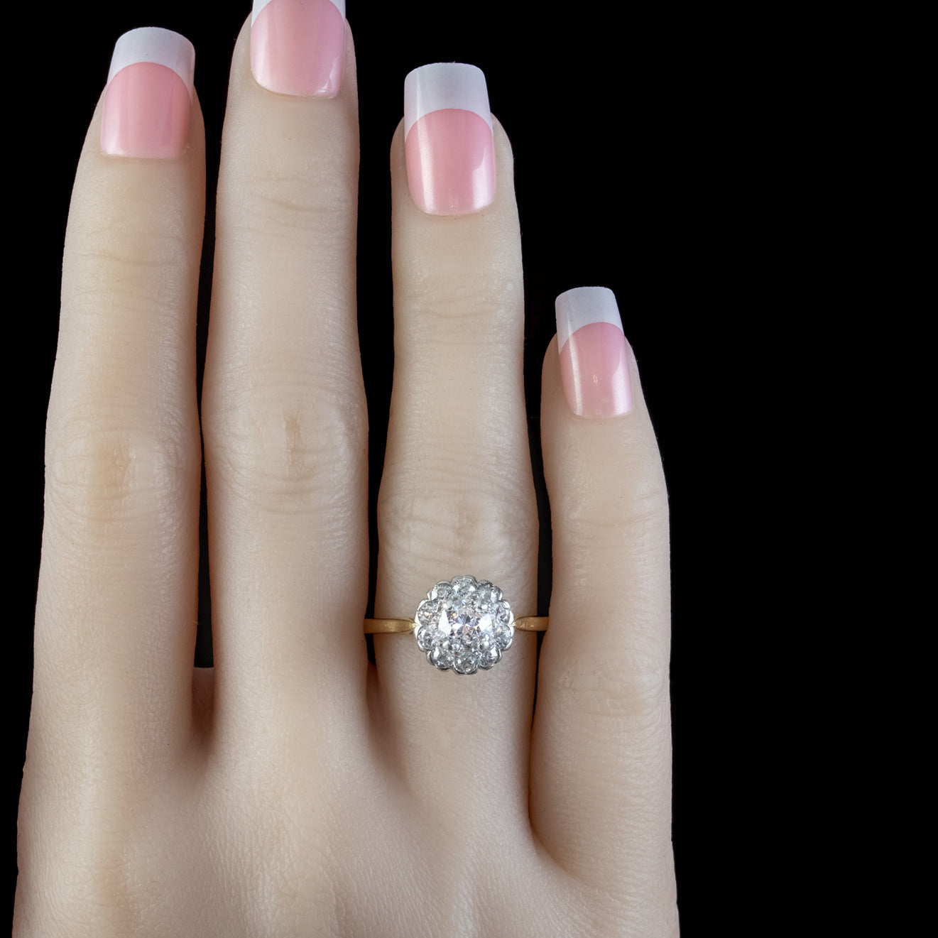 ANTIQUE EDWARDIAN OLD CUT DIAMOND CLUSTER RING 18CT GOLD 1.65CT OF DIAMOND CIRCA 1901