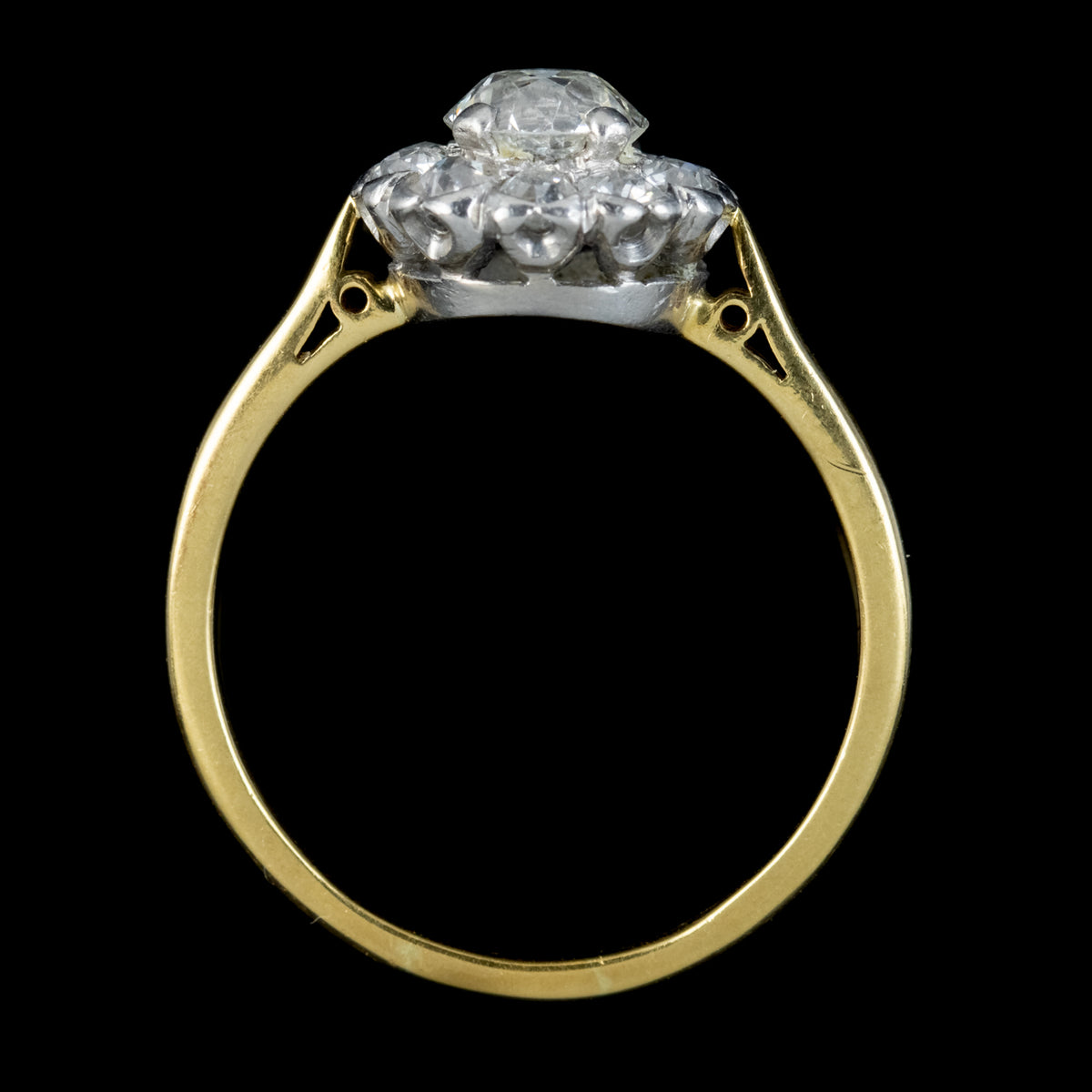ANTIQUE EDWARDIAN OLD CUT DIAMOND CLUSTER RING 18CT GOLD 1.65CT OF DIAMOND CIRCA 1901