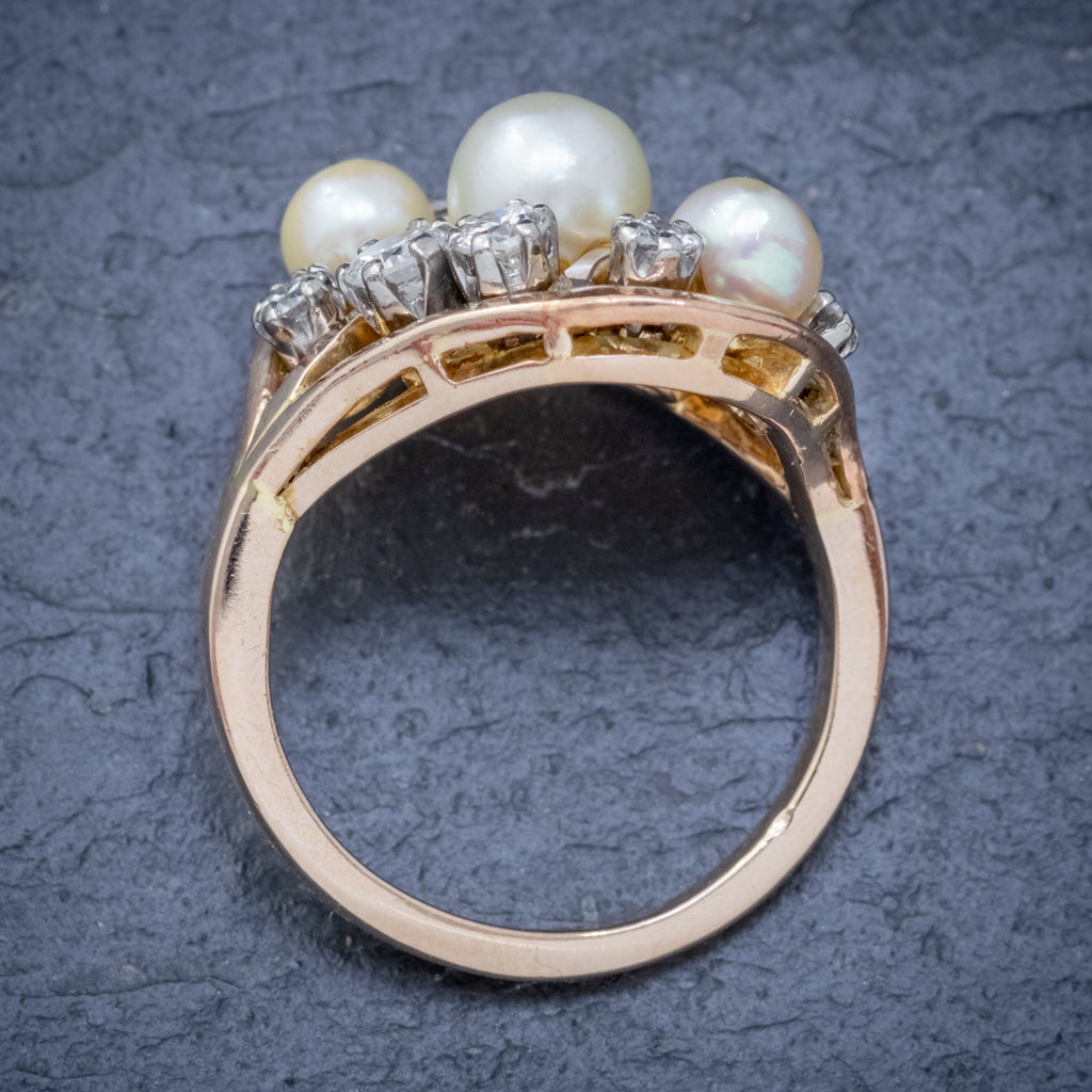ANTIQUE EDWARDIAN PEARL DIAMOND CLUSTER RING 18CT GOLD CIRCA 1910 TOP