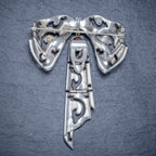 ANTIQUE EDWARDIAN SILVER PASTE BOW BROOCH AND CLIP SET CIRCA 1910 BACK