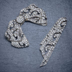 ANTIQUE EDWARDIAN SILVER PASTE BOW BROOCH AND CLIP SET CIRCA 1910 BROOCH AND CLIP