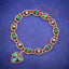 ANTIQUE EDWARDIAN TURQUOISE HEART CLOVER CURB BRACELET 15CT GOLD CIRCA 1905 BOXED COVER