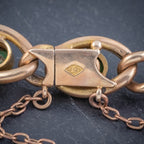 ANTIQUE EDWARDIAN TURQUOISE HEART CLOVER CURB BRACELET 15CT GOLD CIRCA 1905 BOXED HALLMARK
