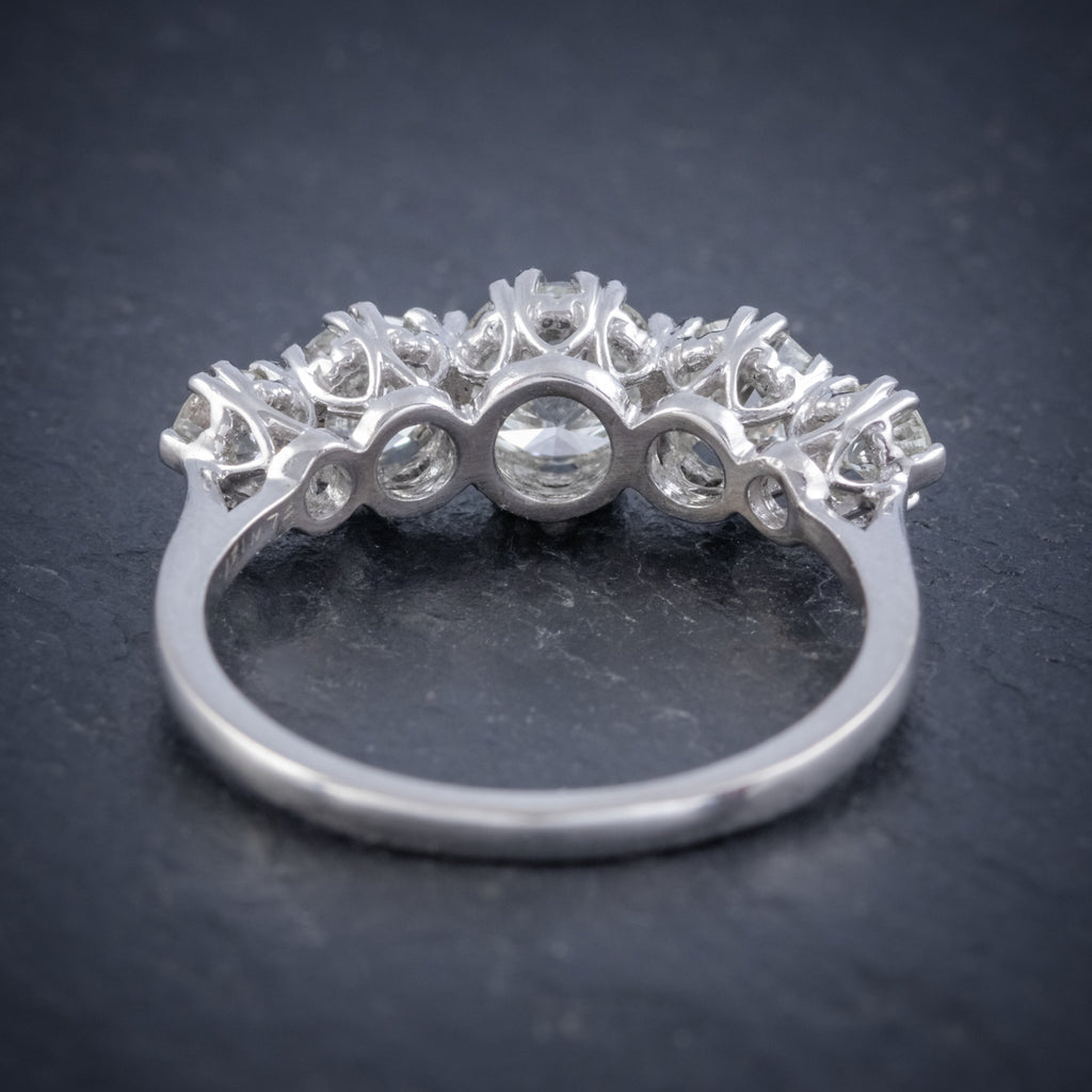 ANTIQUE FIVE STONE DIAMOND RING 18CT WHITE GOLD 2CT DIAMOND CIRCA 1920 BACK