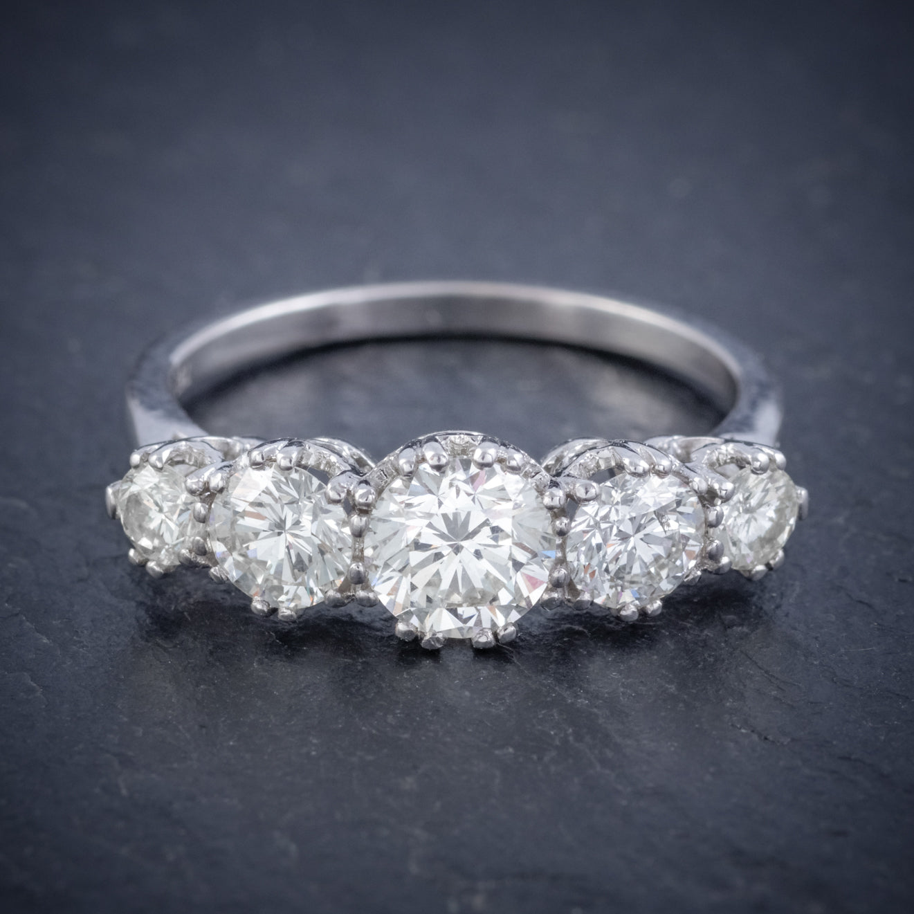 ANTIQUE FIVE STONE DIAMOND RING 18CT WHITE GOLD 2CT DIAMOND CIRCA 1920 Secondary image