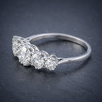 ANTIQUE FIVE STONE DIAMOND RING 18CT WHITE GOLD 2CT DIAMOND CIRCA 1920 SIDE
