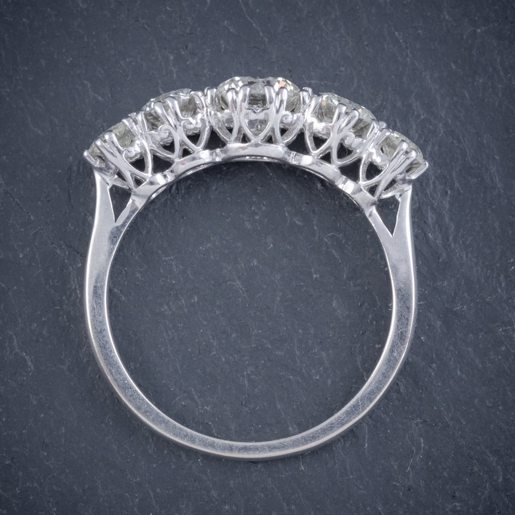 ANTIQUE FIVE STONE DIAMOND RING 18CT WHITE GOLD 2CT DIAMOND CIRCA 1920 TOP