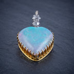 ANTIQUE VICTORIAN 8CT NATURAL OPAL DIAMOND HEART PENDANT CIRCA 1880 SIDE