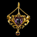 ANTIQUE VICTORIAN AMETHYST PEARL HEART PENDANT 18CT GOLD 10CT AMETHYST CIRCA 1900