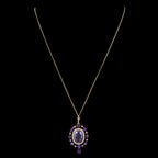 ANTIQUE VICTORIAN AMETHYST PEARL PENDANT NECKLACE 9CT GOLD 12CT AMETHYST CIRCA 1900