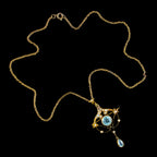 ANTIQUE VICTORIAN ART NOUVEAU AQUAMARINE PEARL PENDANT NECKLACE 9CT GOLD CIRCA 1900 TOP