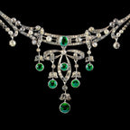 Antique Victorian Art Nouveau Green Paste Choker Necklace Silver