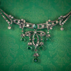 Antique Victorian Art Nouveau Green Paste Choker Necklace Silver