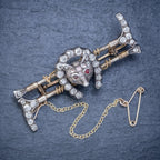 ANTIQUE VICTORIAN DIAMOND FOX HUNTING RIDING BROOCH SILVER 18CT GOLD 2CT OF DIAMOND CIRCA 1900 FRONT