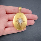 ANTIQUE VICTORIAN DIAMOND STAR LOCKET 18CT GOLD 1.30CT OLD CUT DIAMONDS CIRCA 1900 HAND