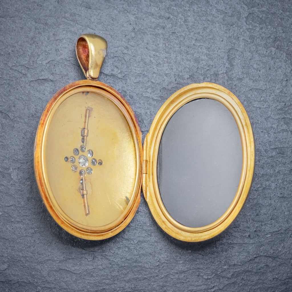 ANTIQUE VICTORIAN DIAMOND STAR LOCKET 18CT GOLD 1.30CT OLD CUT DIAMONDS CIRCA 1900 OPEN