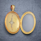 ANTIQUE VICTORIAN DIAMOND STAR LOCKET 18CT GOLD 1.30CT OLD CUT DIAMONDS CIRCA 1900 OPEN