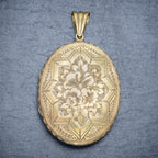 ANTIQUE VICTORIAN FLORAL LOCKET SILVER 18CT GOLD GILT CIRCA 1880 FRONT