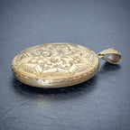 ANTIQUE VICTORIAN FLORAL LOCKET SILVER 18CT GOLD GILT CIRCA 1880 SIDE