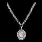 ANTIQUE VICTORIAN FORGET ME NOT LOCKET COLLAR NECKLACE STERLING SILVER DATED 1882