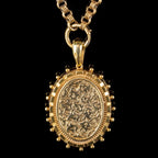 ANTIQUE VICTORIAN IVY LOCKET NECKLACE STERLING SILVER 18CT GOLD GILT DATED 1879