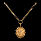 ANTIQUE VICTORIAN IVY LOCKET NECKLACE STERLING SILVER 18CT GOLD GILT DATED 1879