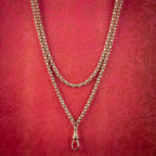 ANTIQUE VICTORIAN LONG GUARD CHAIN NECKLACE 18CT GOLD CIRCA 1880