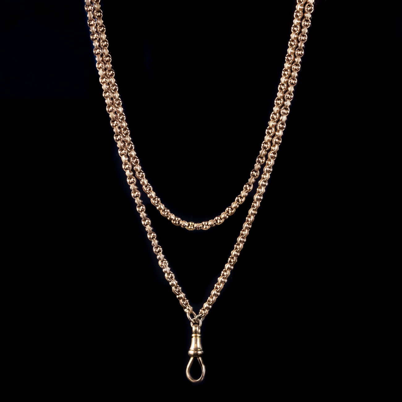 ANTIQUE VICTORIAN LONG GUARD CHAIN NECKLACE 18CT GOLD CIRCA 1880 Secondary image