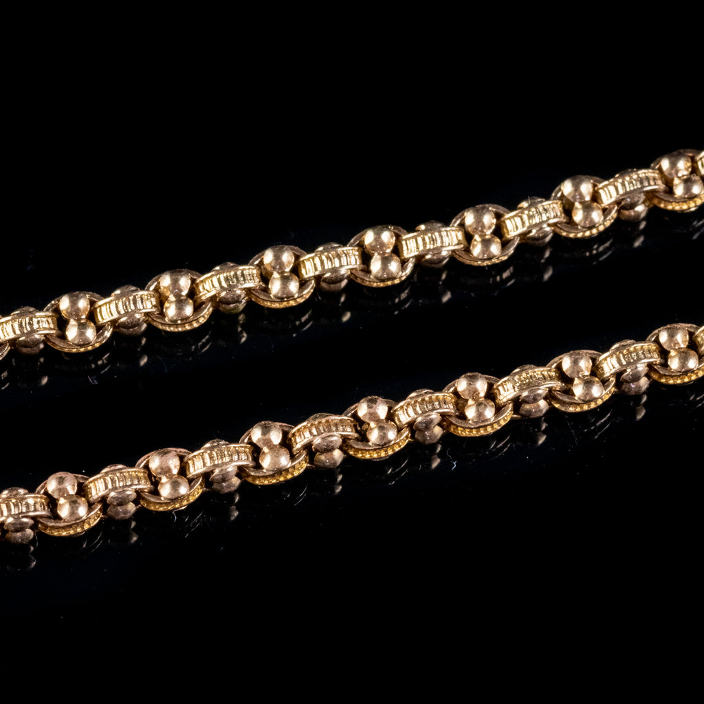 ANTIQUE VICTORIAN LONG GUARD CHAIN NECKLACE 18CT GOLD CIRCA 1880